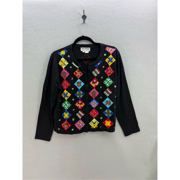 Jack B Quick Womens Multicolor Embroidered Cardigan Blouse Top Size Medium - Picture 8 of 8